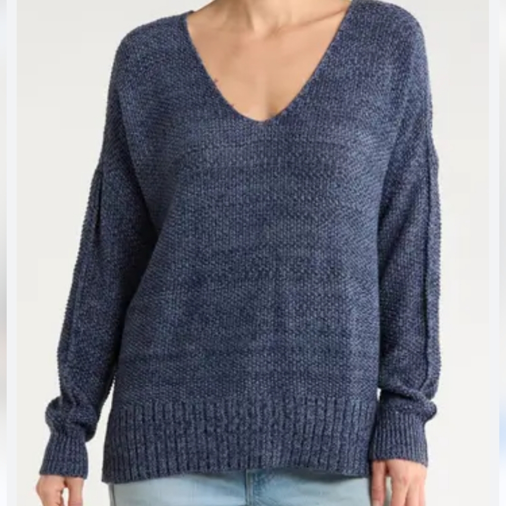 Lucky Brand V-Neck Oversized Pullover Sweater In Navy NWT Size Small